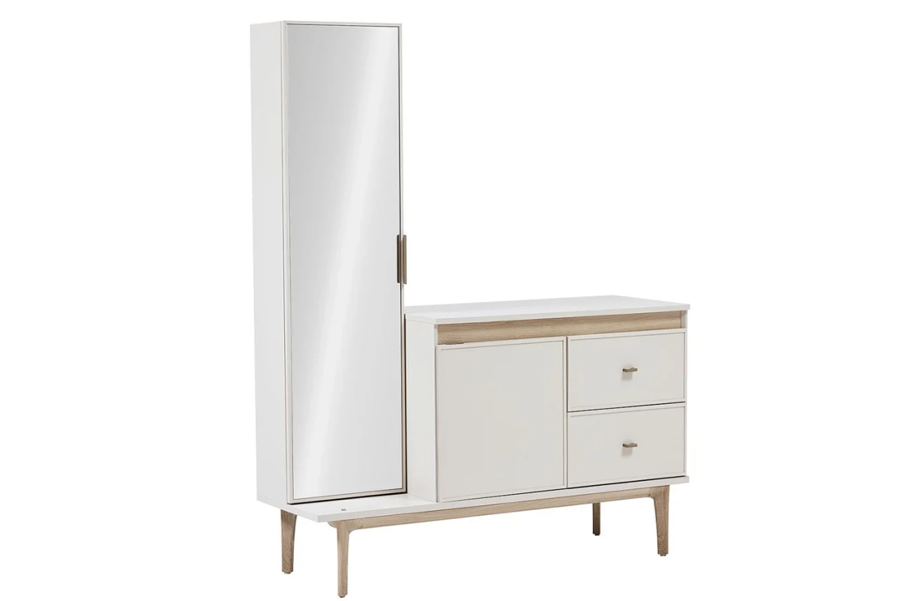 Masa de toaleta de design Valenty cu oglinda de lungime intreaga si fatada combinata