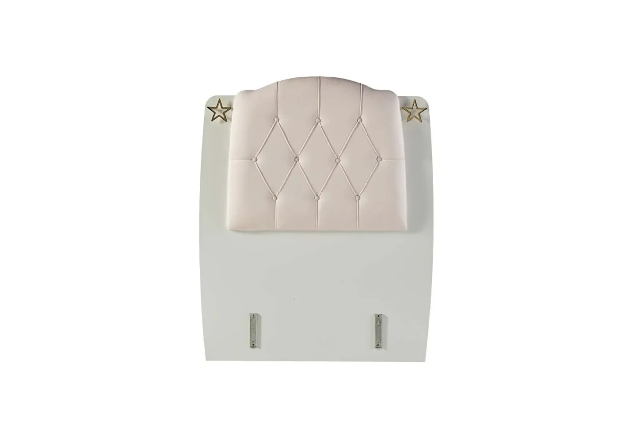 Tablie tapitata pentru pat copii Sandy in cadru alb lucios cu stele decorative aurii