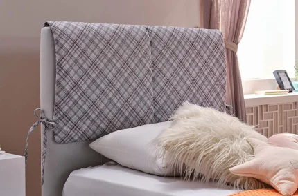 Tablie gri pentru pat copii Selina cu husa decorativa si perna moale pufoasa